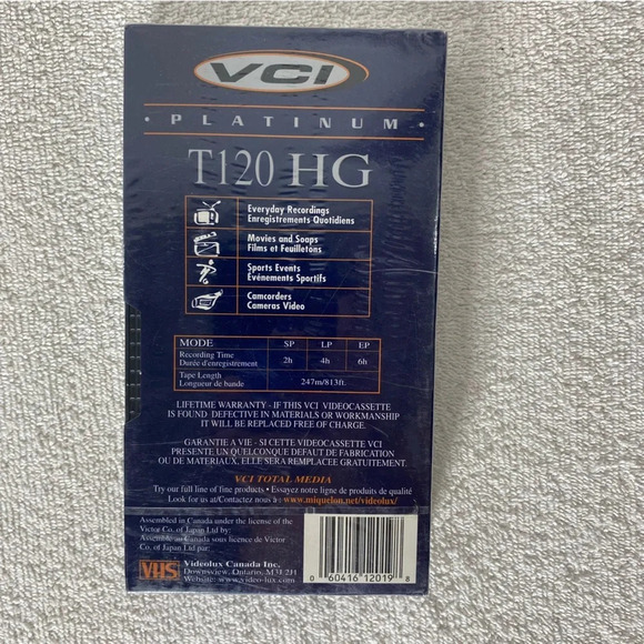 Vintage  VCI Platinum T120 HG 6Hr Blank VHS Tape - Picture 2 of 8